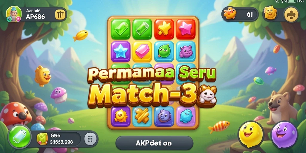 Tampilan gameplay AP686 dengan elemen colorful Match-3.
