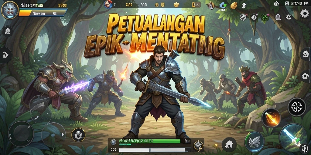 Screenshot menampilkan karakter utama ATOM138 dalam aksi petualangan yang mendebarkan.