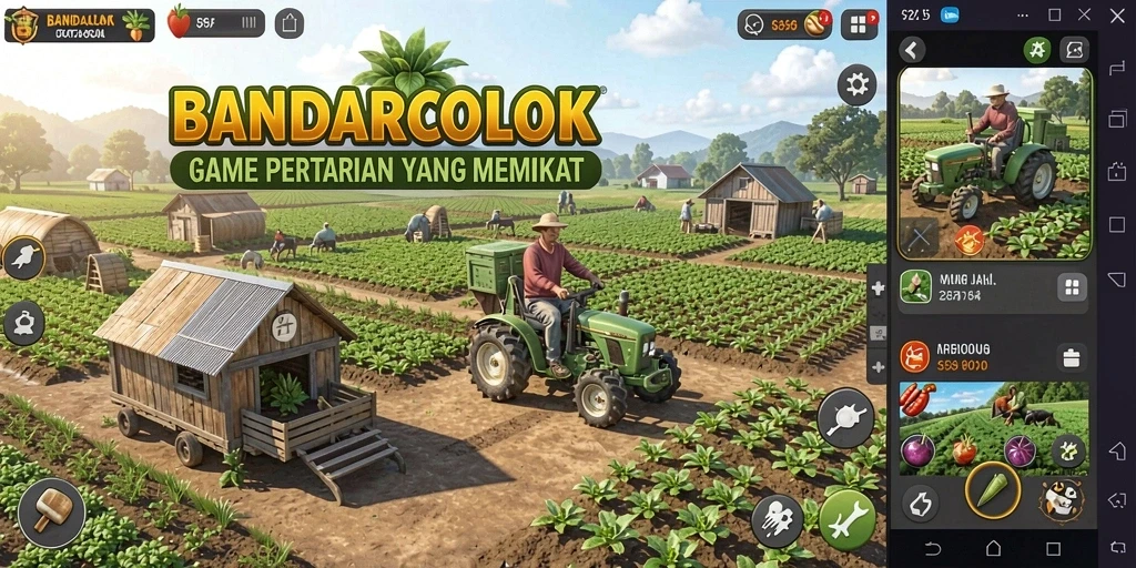 Tangkapan layar dari gameplay menarik BANDARCOLOK dengan aktivitas bertani.