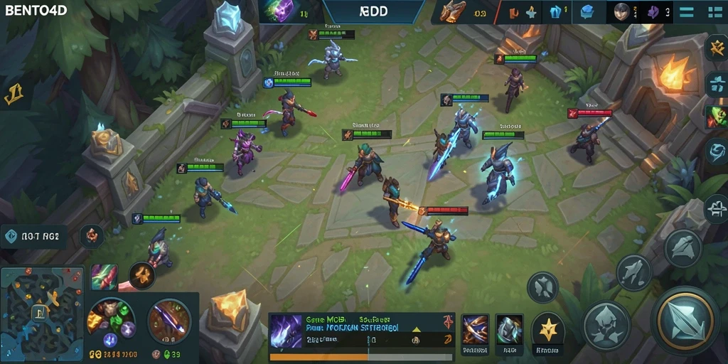 Tampilan seru dari gameplay MOBA BENTO4D yang mendebarkan.