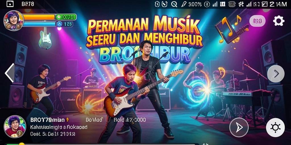 Screenshot gameplay BRO178 yang menunjukkan tantangan musik.