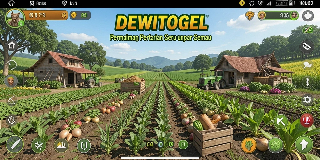 Tangkapan layar utama DEWITOGEL dengan gameplay pertanian yang menarik.