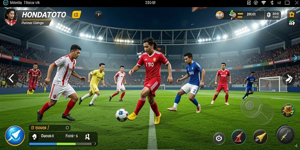 Tampilan gameplay HONDATOTO yang mendebarkan dan penuh aksi olahraga.