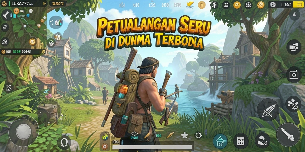 Screenshot gameplay LUSA777 menampilkan petualangan di dunia terbuka yang luas.