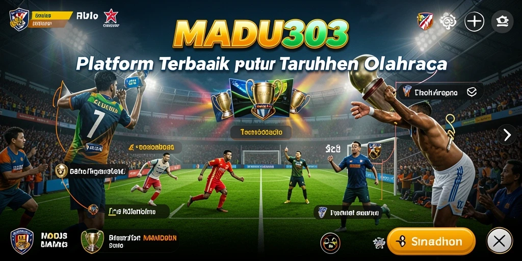 Screenshot utama MADU303 menampilkan antarmuka taruhan olahraga yang menarik.