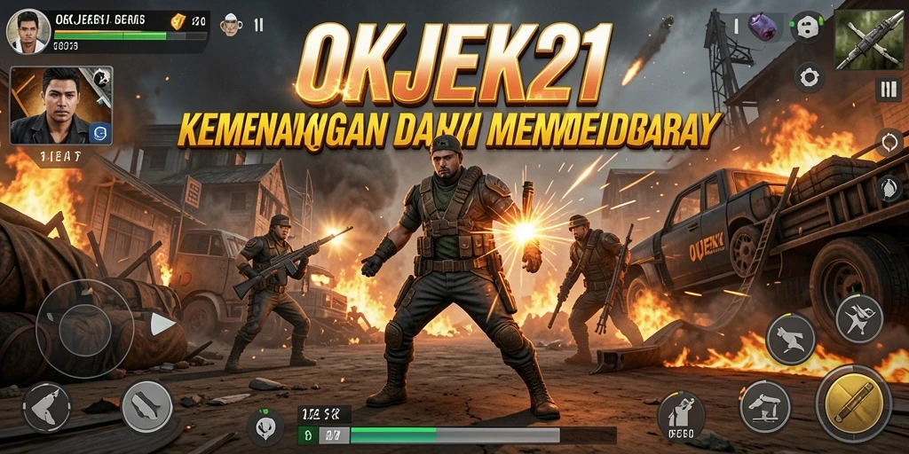 Tampilan intens gameplay OKJEK21 yang penuh aksi.