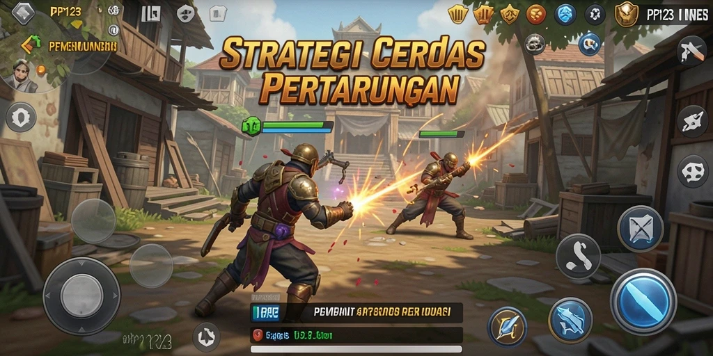 Screenshot gameplay PP123 yang menunjukkan pertempuran strategis yang intens.