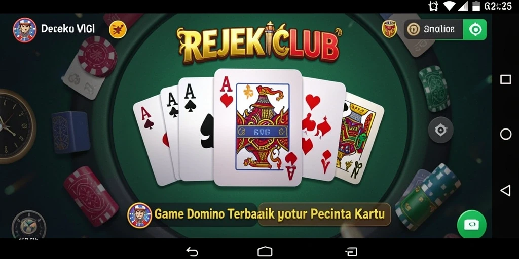Tampilan gameplay seru di REJEKICLUB dengan aksi domino yang mendebarkan.