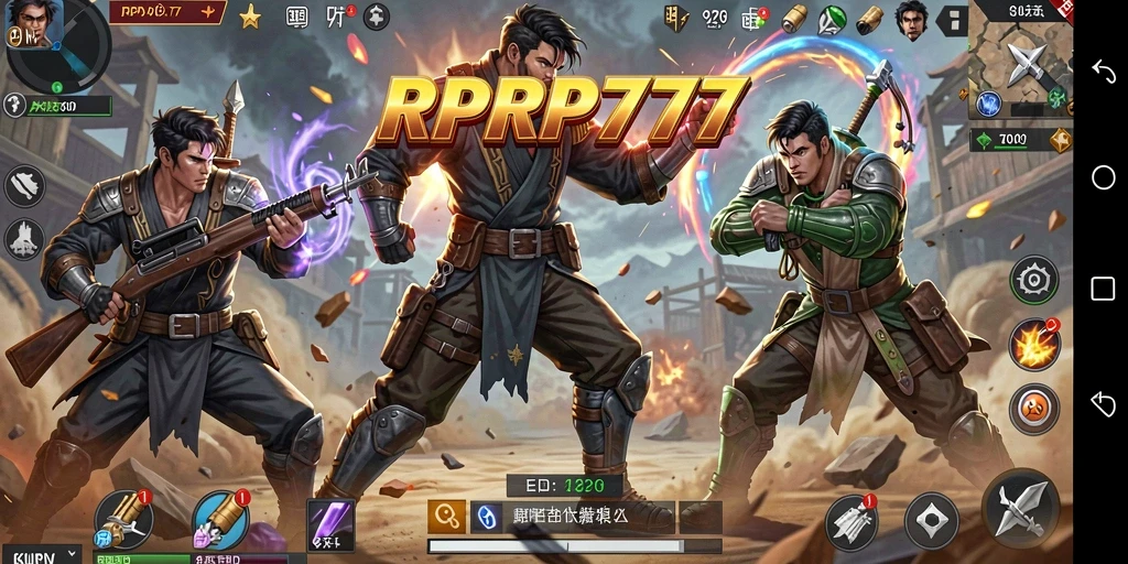 Tangkapan layar utama RPRP777 menampilkan aksi pertempuran Battle Royale yang mendebarkan.