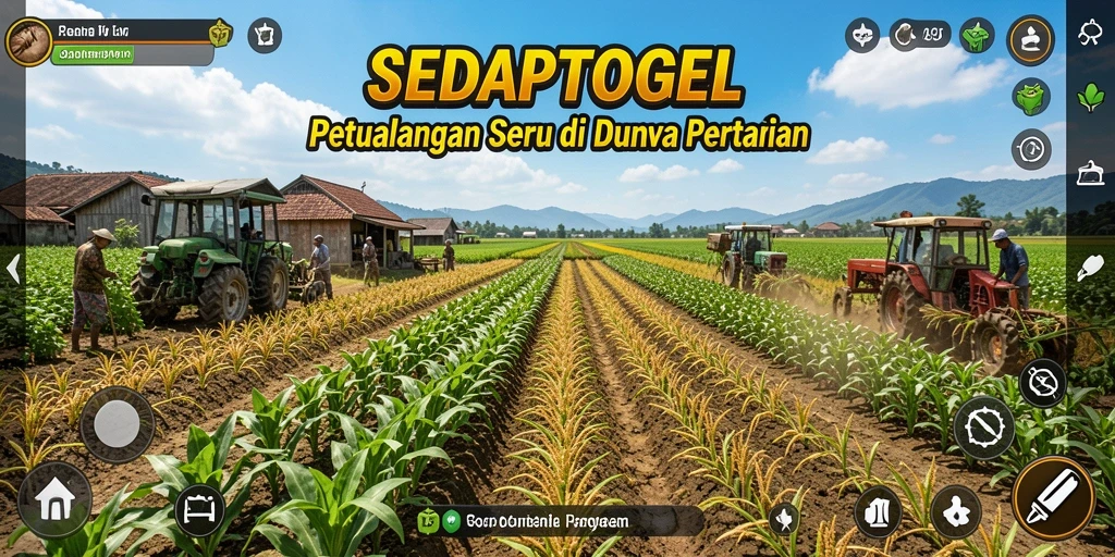 Tangkapan layar gameplay SEDAPTOGEL menampilkan aktivitas bertani yang seru.