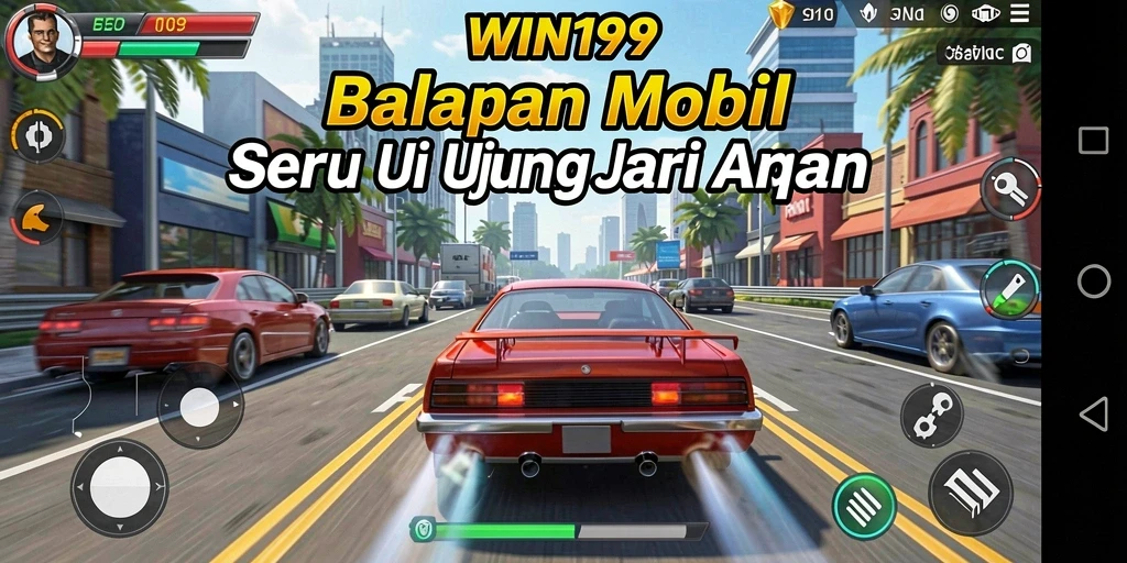 Screenshot gameplay WIN199 menampilkan aksi balapan yang mendebarkan.